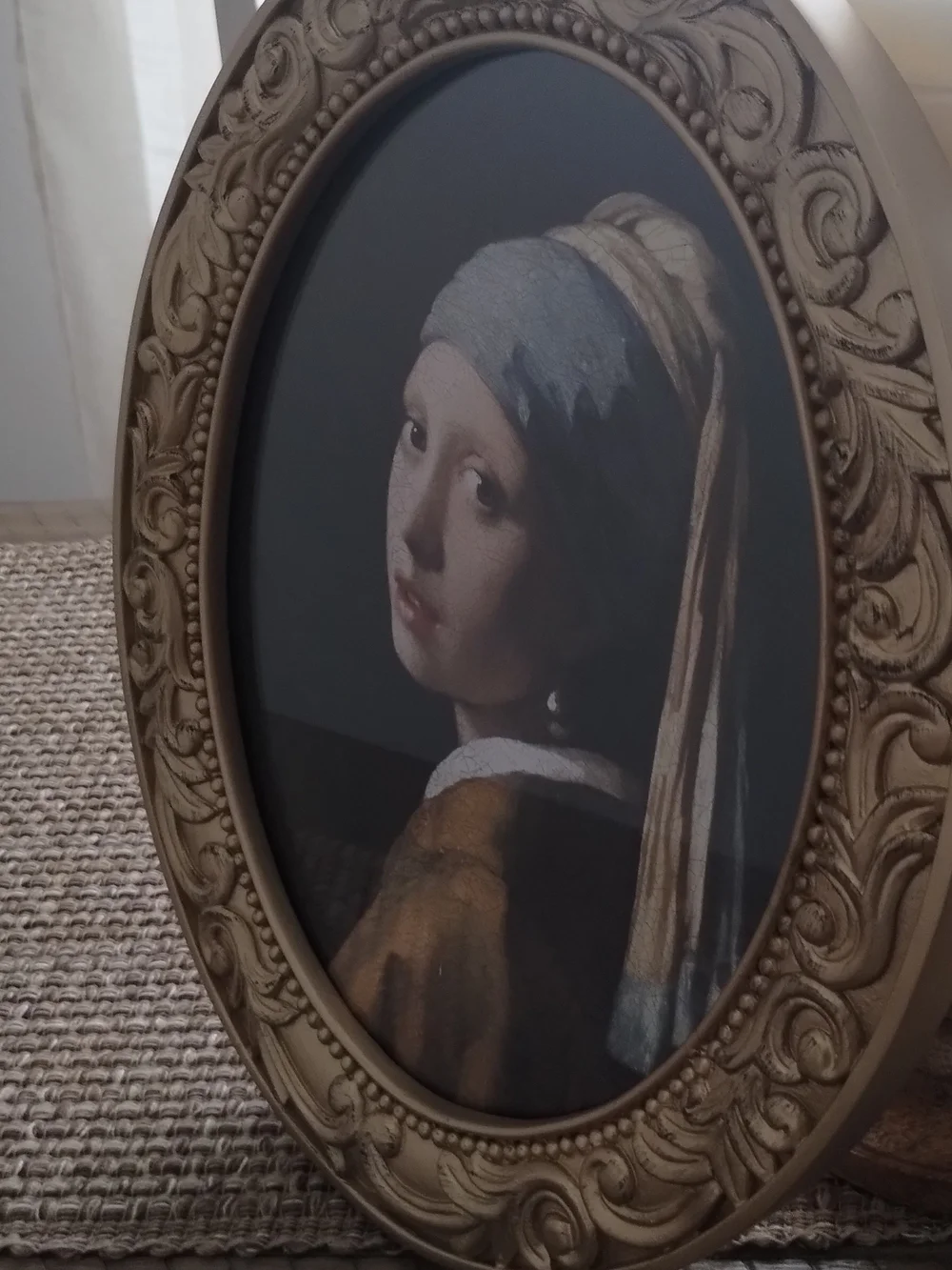 Gold Ornate Oval Framed Wall Art - Girl with Pearl Earring Reproduction